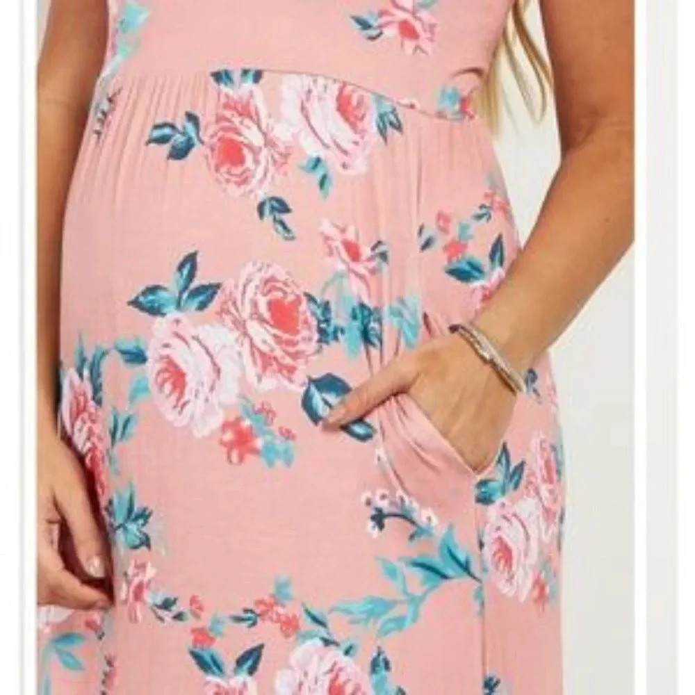 NEW*PinkBlush floral racerback maxi dress pockets - Picture 8 of 12
